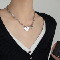 Titanium steel letter love necklace female ins cold wind Hip Hop Street personality niche design sense chain choker