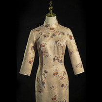 Retro cheongsam 2021 New printed long sleeve temperament elegant flowers daily modified dress women Autumn