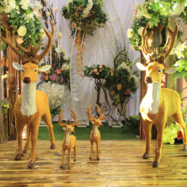 Forest wedding props sika deer ornament wooden stake road lead rabbit squirrel forest fairy tale welcome area animal ornament