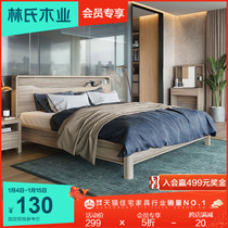 Lins Wood Nordic simple double bed 1 8 m Board bed small apartment master bedroom furniture modern BR6A