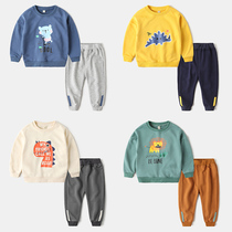 Western style childrens sweater suit cotton Korean version of the baby top two-piece set of autumn new childrens clothing boys pants tide