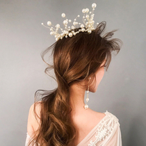 New 2018 Korean super fairy frosted pearl shape gold round crown bride wedding wedding dress headdress products