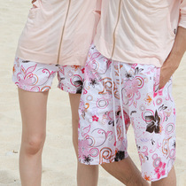 Beach hot spring short swimming trunks for men and women quick-drying couples loose five-point flat angle plus fat increase sports seaside holiday tide