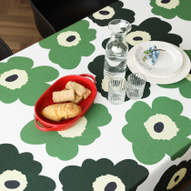 Green field tablecloth fabric cotton linen small fresh style digital printing table cloth tea table tablecloth rectangular cover cloth