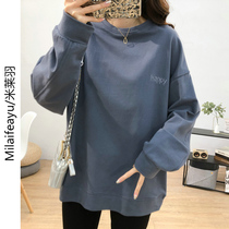 Long sleeve sweater womens spring autumn season 2022 new Korean version round collar set lady loose thin and thin coat blouse