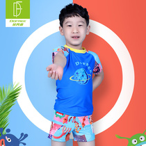 Duofanlin 2019 new winter childrens swimsuit set Boy middle and big child split cute baby hot spring swimming trunks