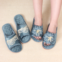 Four Seasons Lily mens and women indoor floor slippers couple spring and summer home cow tendon silent silent non-slip slippers