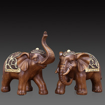 Elephant ornaments a pair of wine cabinet decorations office desktop decoration crafts Chinese shop opening gifts