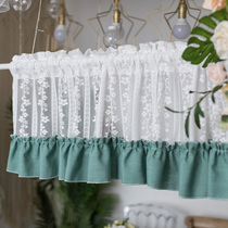 Small curtain short window Perforated Curtain finished Half-curtain Short-curtain American yarn Curtain Kitchen bedroom Easy installation Partition