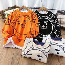 Boys spring and autumn weather clothes 2021 new long sleeve shirt cartoon base shirt boys Autumn Tide clothes