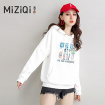 Yezi flag foreign sweatshirt female hooded Spring and Autumn Winter thin model 2021 New loose plus velvet thick coat coat