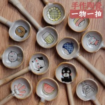And light small ceramic spoon soup spoon mixing spoon eating spoon cute cartoon animal small fresh dessert