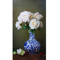 Xue Shoubin < peony Flower > Realistic Cloth Surface Oil Painting Living Room bedroom Decorative Painting Collection Pure Hand Painting