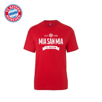 Bayern Munich Club slogan print T-shirt childrens sports leisure short sleeve top red 7-16 years old