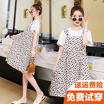 Pregnant womens summer dress Net red short sleeve maternity dress summer suit spring new maternity dress summer 2021 New