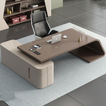 Baking Varnish Boss Table Minimalist Modern Fashion Atmosphere President Table Manager Table Brown Large Class Table Chairs Bookcase Portfolio