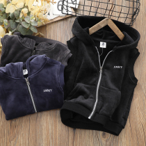 Childrens waistcoat boy plus velvet 2019 autumn and winter plush waisted waistcoat in the big childrens New wearing warm childrens clothing