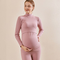 Pregnant Woman Autumn Clothes Autumn Pants Suit Pregnancy Postnatal Breastfeeding Pyjamas high collar months Autumn Winter Warm Underwear