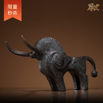 Copper master all copper ornaments Wangshi Cattle home accessories copper crafts ornaments