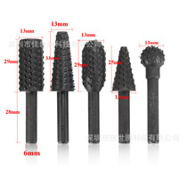 5-piece set of black woodworking mace rotary file grinding tool accessories DIY set electric grinding head