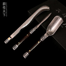 Damascus pattern steel tea spoon Kung Fu tea set spare parts set Puer tea knife tea needle six gentleman teaspoons