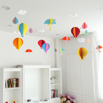 Kindergarten modern Chinese training corridor environment layout activities School decoration umbrella cloud New hanging