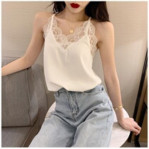 Vest Female Summer V-neck Loose Lace Splice Joker Plus Size Top base shirt