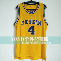 Customized No. 4 Michigan Five Tigers University Jersey American retro sports basketball uniform personality training uniform vest