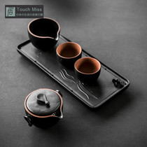 Touch Miss simple portable mini travel ceramic kung fu tea set coarse pottery cup one pot two cups