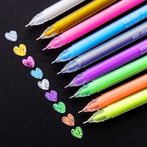 9 Color High Light Pen Pink Color Medium Pen Bright Light Large Capacity Pen Diy Album Black Card Special Pen Color Fluorescent Pen