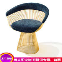 Modern European simple metal stainless steel restaurant dining chair Villa Hotel model room placed cafe lounge chair