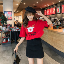 Cotton short sleeve T-shirt female 2021 new summer loose Korean student Net red Super Fire ins tide half sleeve clothes