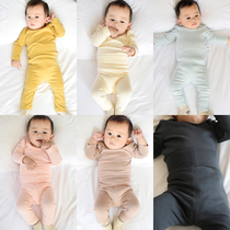 Baby pure cotton suit baby lingerie 2 pieces 0-1-year-old autumn winter pyjamas with high waist protector tummy and autumn pants suit