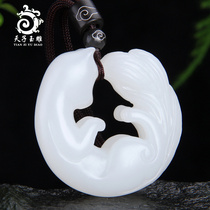 Tiangzi jade carving Xinjiang Hetian Jade sheep Jade Nine-Tailed Fox pendant Mens Womens Jade jade pendant