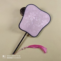 Group fan Non-heritage cultural creation light Luo small fan Plantain fan Large purple bamboo through handle Purple sandalwood edge Hanfu accessories