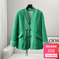 Haining pure lamb fur coat ladies retro sheep shearing coat grain velvet wool one winter new style