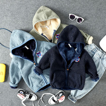 Autumn Winter models New products Children even cap Cavet jacket boy teddy plush zip-shirt baby Korean version of blouses