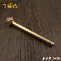 Antique pure copper straight diamond square head copper lock latch Hardware stick Chinese-style door bolt Antique copper wood door with hole lock bolt