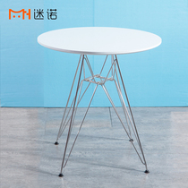 Imus round table metal feet Nordic modern simple solid wood table small apartment White creative round table milk tea table