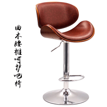 Qu Wood Ergonomic Eurostyle Bar Chair Lift Swivel Brief Solid Wood Bar Chair Bar Bench Front Desk High Chair