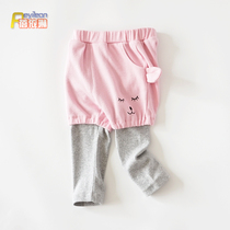Clearance small girl baby early autumn clothing bottom pants fake two pieces spring and autumn baby children wear 1-2 years old foreign gas