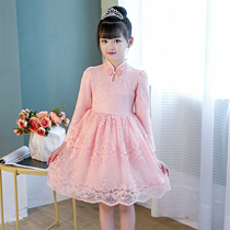 Girls  dresses spring childrens clothing 2021 new long-sleeved princess skirt autumn childrens skirt female foreign style fashion