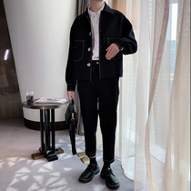 Spring and Autumn Korean version of short jacket jacket handsome mens fried street casual suit trend with a set of mens handsome