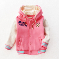 Girls  coat autumn and winter childrens velvet thickened baseball suit Female baby foreign style winter clothes 2021 new girl cotton coat