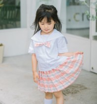 Girl Baby Baby Cute Uniform Mother Woman Dress Inn College Wind School Uniform Pink Orange Blue Gg Skirt Summer Wear