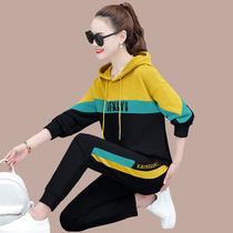 Sports suit womens spring autumn 2022 new small sub early autumn necropolis fashion Han version Tidal Gas Quality Leisure Two Sets