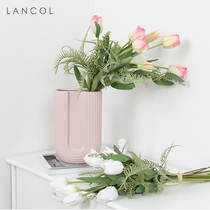 Lancol Nordic minimalist ins Orange Tulip set simulation floral home living room table with fake flowers