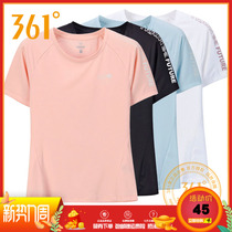361 Degrees Womens Dress 2020 Summer New Breathable Round Collar Sports Short T Half Sleeve Shirt 361 Speed Dry Running Fitness Clothing