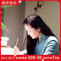 Ciyuan cotton and linen dress embroidered womens slanting Chinese style long skirt Zen tea clothing thickened literature and art 30812