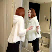 Henning Leather Grass Anti-Season Mink Fur Coats Women Whole Mink Short 2021 New Young Fashion Tandem Hat Jacket Water Mink